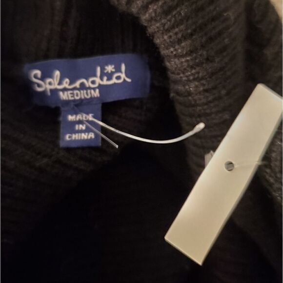 Splendid Cowl Neck Sweater Dress in Black - Picture 9 of 10